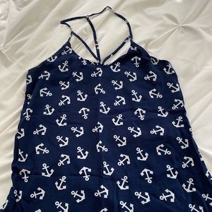Blue and white anchor tank top